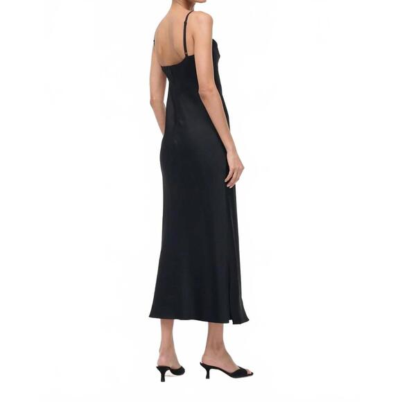 NEW STAUD evangeling silk midi dress in black - Picture 4 of 7